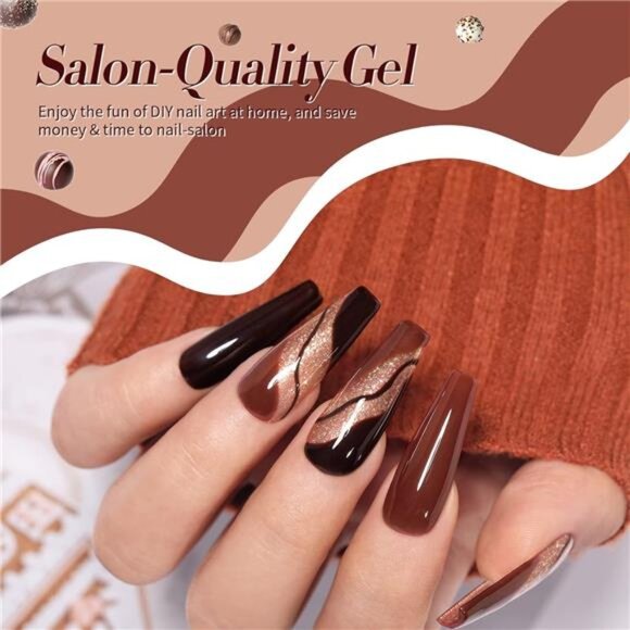 Fall & Winter Gel Nail Polish Set – Burgundy, Wine, Caramel, Coffee – 6PCS, 7ML - Picture 5 of 8